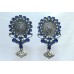 925 sterling Traditonal Tribal silver earring Hallmarked with Blue onyx stones